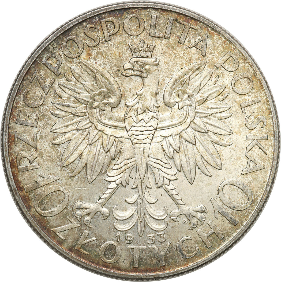 II RP. 10 złotych 1933 głowa kobiety - PIĘKNE